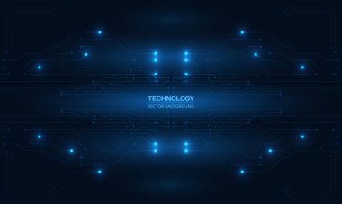 Soyut devre kartı dijital teknoloji fütürist koyu mavi konsept arkaplan