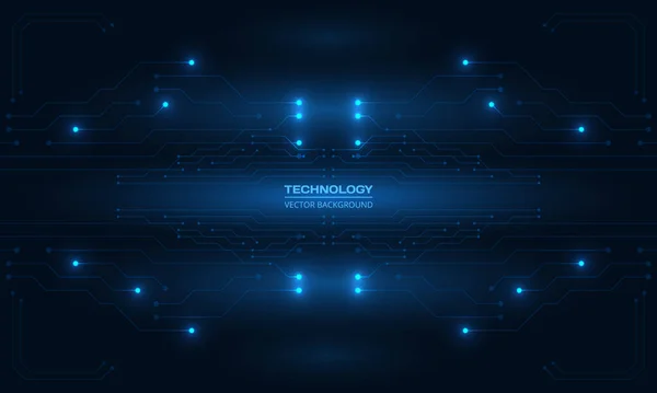 Abstracte printplaat digitale technologie futuristische donkerblauwe concept achtergrond — Stockvector