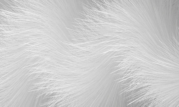 Weißes Fell Vektor abstrakten Hintergrund. Hellgraue zottelige, pelzige 3D-Haarstruktur. Flauschig weißer abstrakter Hintergrund. — Stockvektor