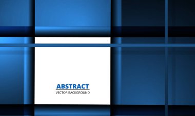 Soyut kare metalik şekillere ve çizgilere sahip koyu mavi zarif geometrik arkaplan. Mavi soyut arkaplan.