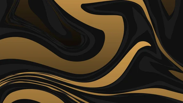 Vector vloeibare abstracte achtergrond met marmeren textuur. Donkergrijze, zwarte en gouden elegante abstracte achtergrond met vloeibare vormen. — Stockvector