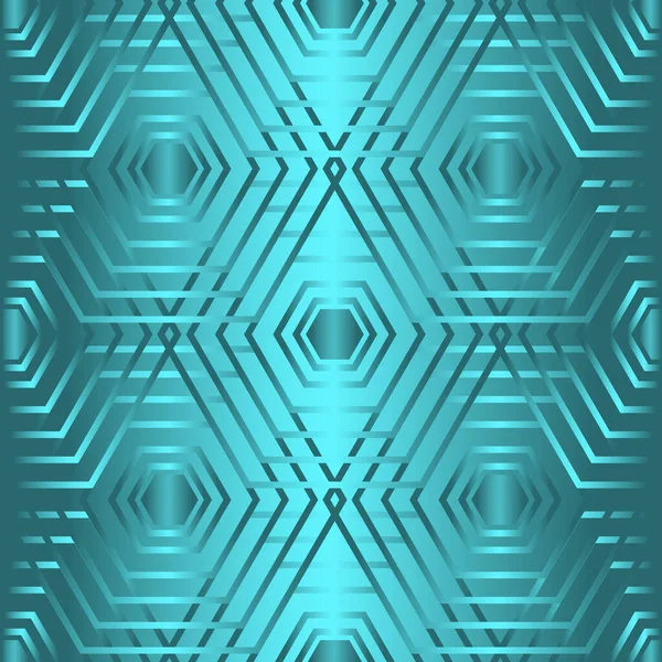 Геометрический бесшовный рисунок с бирюзовым градиентным шестиугольником. Повторение шестиугольной элегантной абстрактной текстуры. Бесшовная векторная иллюстрация — стоковый вектор