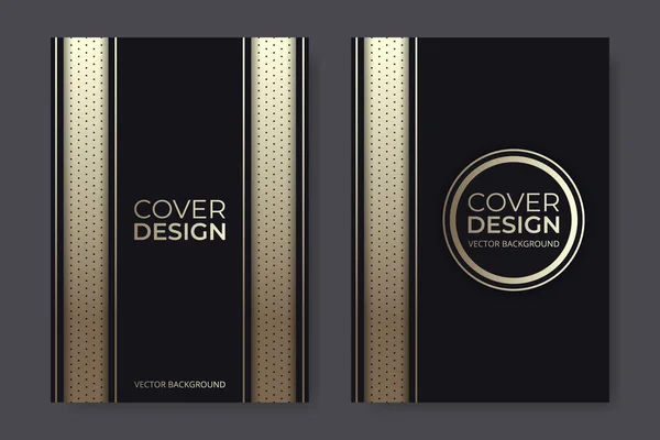 Vector cover design. Abstract black and gold luxury elegant brochure in A4 size flyer design. Vertical orientation front page of A4 format. Cover design template. — Stok Vektör