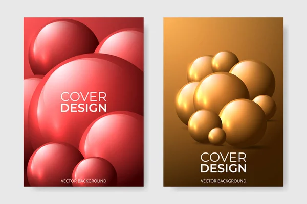 Vector cover design with spheres and balls. Abstract colorful brochure in A4 size flyer design. Vertical orientation front page of A4 format. Colored cover design template. — Stok Vektör
