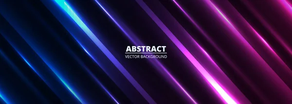 Vector dark blue and purple abstract modern wide banner with light purple and blue shiny diagonal lines background — стоковый вектор
