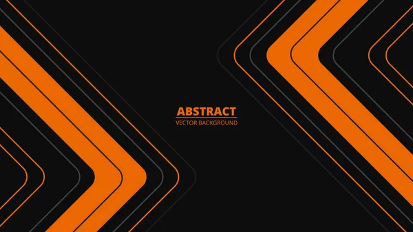 Black abstract background with orange and gray lines, arrows and angles. — Stock vektor
