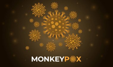 Monkeypox virus cells outbreak dark medical banner. clipart