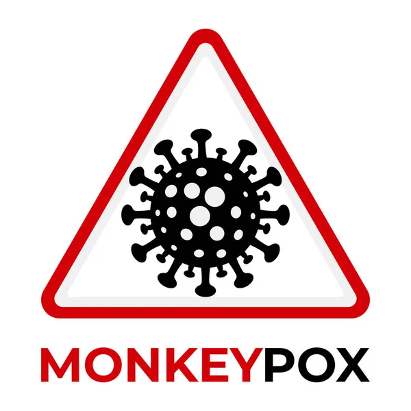 Kırmızı uyarı üçgeninde maymun çiçeği virüsü simgesi.