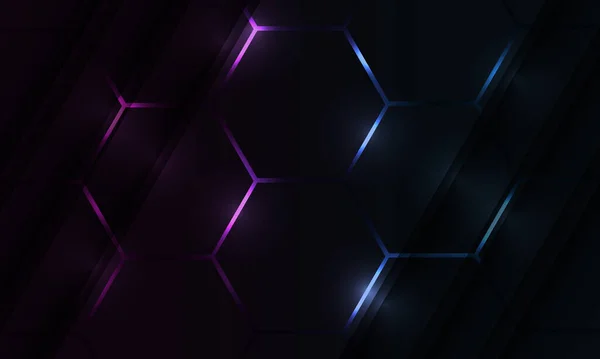 Σκούρο Εξάγωνο Αφηρημένο Διάνυσμα Gaming Φόντο Ροζ Και Μπλε Χρωματιστές — Διανυσματικό Αρχείο