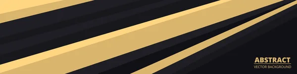 Banner Estilo Deportivo Horizontal Amplio Abstracto Negro Con Líneas Beige — Vector de stock