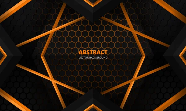 Futuristic Black Orange Abstract Background Gaming Banner Design Template Hexagon — Stock Vector