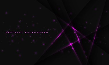 Soyut pembe ışık çizgileri ve röfleleri olan siyah ödüllü arka plan. Karanlık tasarım modern fütürist lüks arka plan. Vektör illüstrasyonu