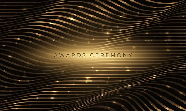 Awards Nomination Ceremony Gold Wavy Luxury Background Glitter Highlights Abstract — Stock Vector