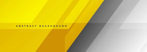 Yellow Gray Modern Futuristic Abstract Wide Banner Geometric Shapes Gray — Stock vektor