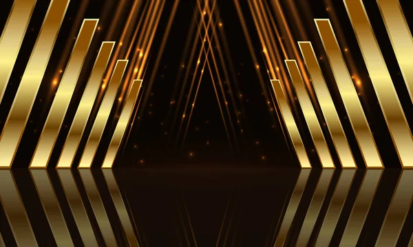 Hintergrund Der Preisverleihung Mit Goldenen Formen Und Lichtstrahlen Abstrakter Luxus — Stockvektor