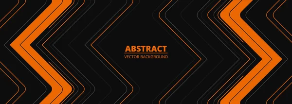 Bannière Horizontale Abstraite Noire Avec Lignes Flèches Angles Orange Gris — Image vectorielle