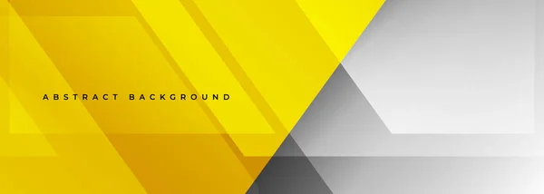Banner Ancho Abstracto Futurista Moderno Amarillo Gris Con Formas Geométricas — Vector de stock