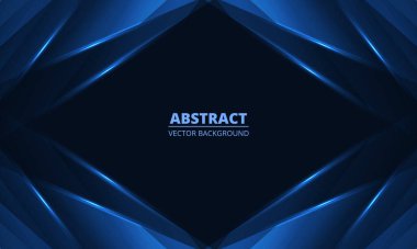 Çerçeve ve köşegen dinamik parlayan çizgilerle soyut mavi vektör arkaplanı. Broşür, bayrak, iş, şirket, kapak veya poster için modern zarif ve soyut mavi arkaplan.