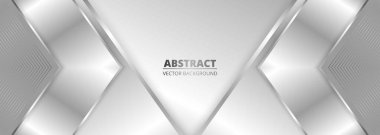 Geniş, lüks, soyut arka plan, gümüş eğimli çizgiler, üçgen oklar ve gölgeler. Modern ışık rengi geniş metalik afiş ve açılar. Fütürist geometrik vektör soyut arkaplan.
