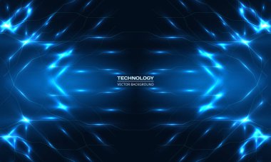 Soyut teknoloji geçmişi. Mavi çizgileri ve ışık ışınları etkisiyle dijital teknoloji arka planı. Ai teknoloji fütüristik sanal gerçeklik siber uzay arka planı. Vektör illüstrasyonu