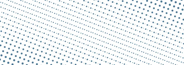 Blue Halftone Dot Texture Overlay White Wide Background Abstract Halftone — Vector de stock