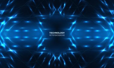 Mavi çizgileri ve ışık ışınları etkisiyle soyut dijital teknoloji arka planı. Ai teknoloji fütüristik sanal gerçeklik siber uzay arka planı. Vektör illüstrasyonu