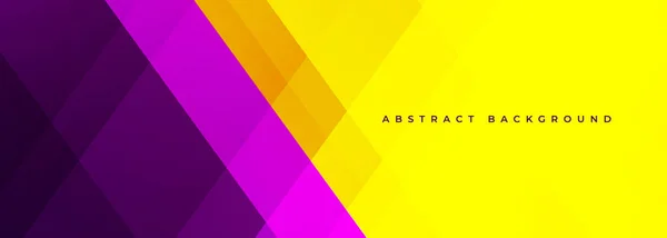 Yellow Purple Modern Abstract Wide Banner Geometric Shapes Dark Violet — Stockový vektor