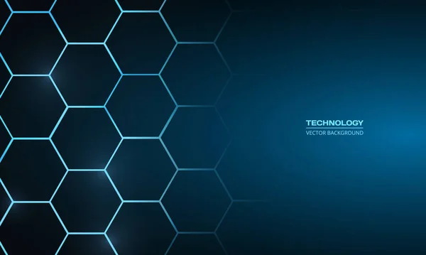 Blue Hexagonal Technology Vector Abstract Background Modern Technology Futuristic Hexagon — Vetor de Stock