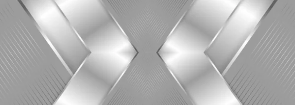 Abstract Geometric Wide Metallic Background Silver Gradient Lines Frame Arrows — Vector de stock