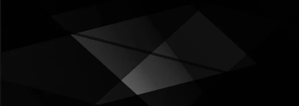 Черный Абстрактный Фон Современное Абстрактное Черно Широкое Знамя Прозрачными Геометрическими — стоковый вектор