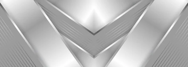 Wide Luxury Abstract Background Silver Gradient Lines Triangle Arrows Shadows — Archivo Imágenes Vectoriales