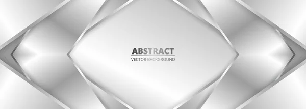 Abstract Geometric Wide Metallic Background Silver Gradient Lines Frame Arrows — Vector de stock