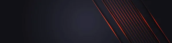 Donkere Brede Abstracte Spandoek Abstract Donkergrijze Achtergrond Met Oranje Lichtlijn — Stockvector