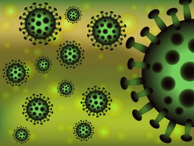 Zatürree virüsü, bakteri hücresi, tıbbi geçmiş. Coronavirus 2019-nCoV. Virüs uyarısı. Mikrobiyolojik sağlık geçmişi. Tehlike, hastalık riski.