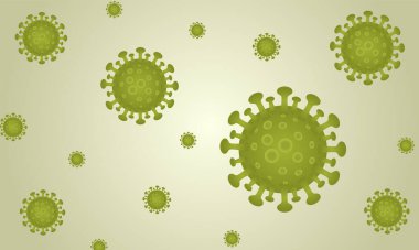 Coronavirus vektör arka planı. Corona virüsü enfeksiyonu covid-19. Yeşil arka planda 2019-ncov virüsü. Virüs korona hücreleri. Vektör Illustration bölüm 10.