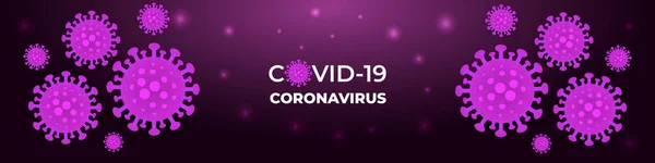 Infezione Coronavirus Covid Striscione Medico Viola Scuro Dark Vector Background — Vettoriale Stock