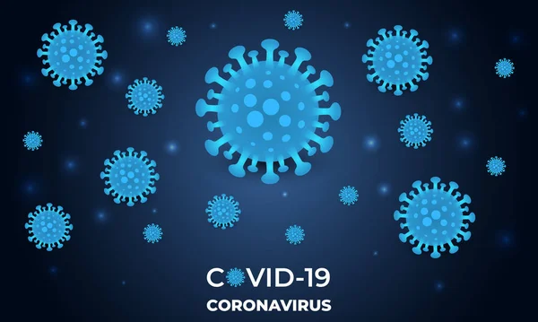 Corona病毒感染Covid 头孢病毒深蓝色的载体背景 2019年 Ncov病毒在海军蓝色背景 病毒电晕细胞 病媒图解 — 图库矢量图片