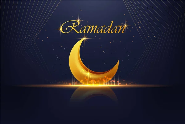 Золотая Луна Рамадан Ислам Золотой Звезда Полумесяц Священный Месяц Рамадан Стоковая Иллюстрация