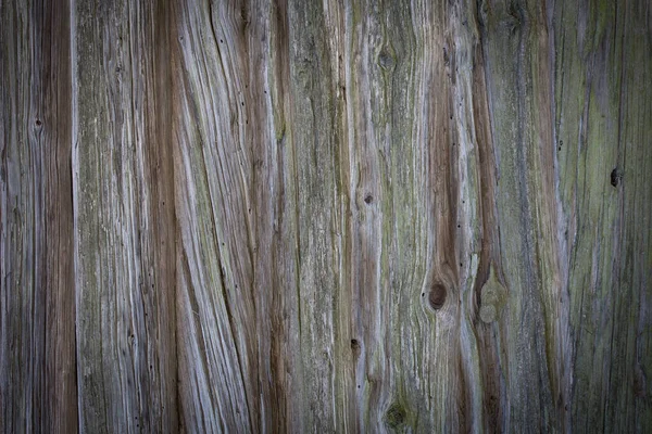 Wooden logs of an old house. Close-up. Weathered natural gray wood texture. Background. Horizontal photo. — Stock Photo, Image