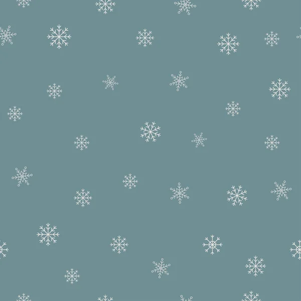 Winterblauer Hintergrund Mit Schneeflocken Nahtlosen Muster Weiße Schneeflocken Auf Blauem — Stockvektor