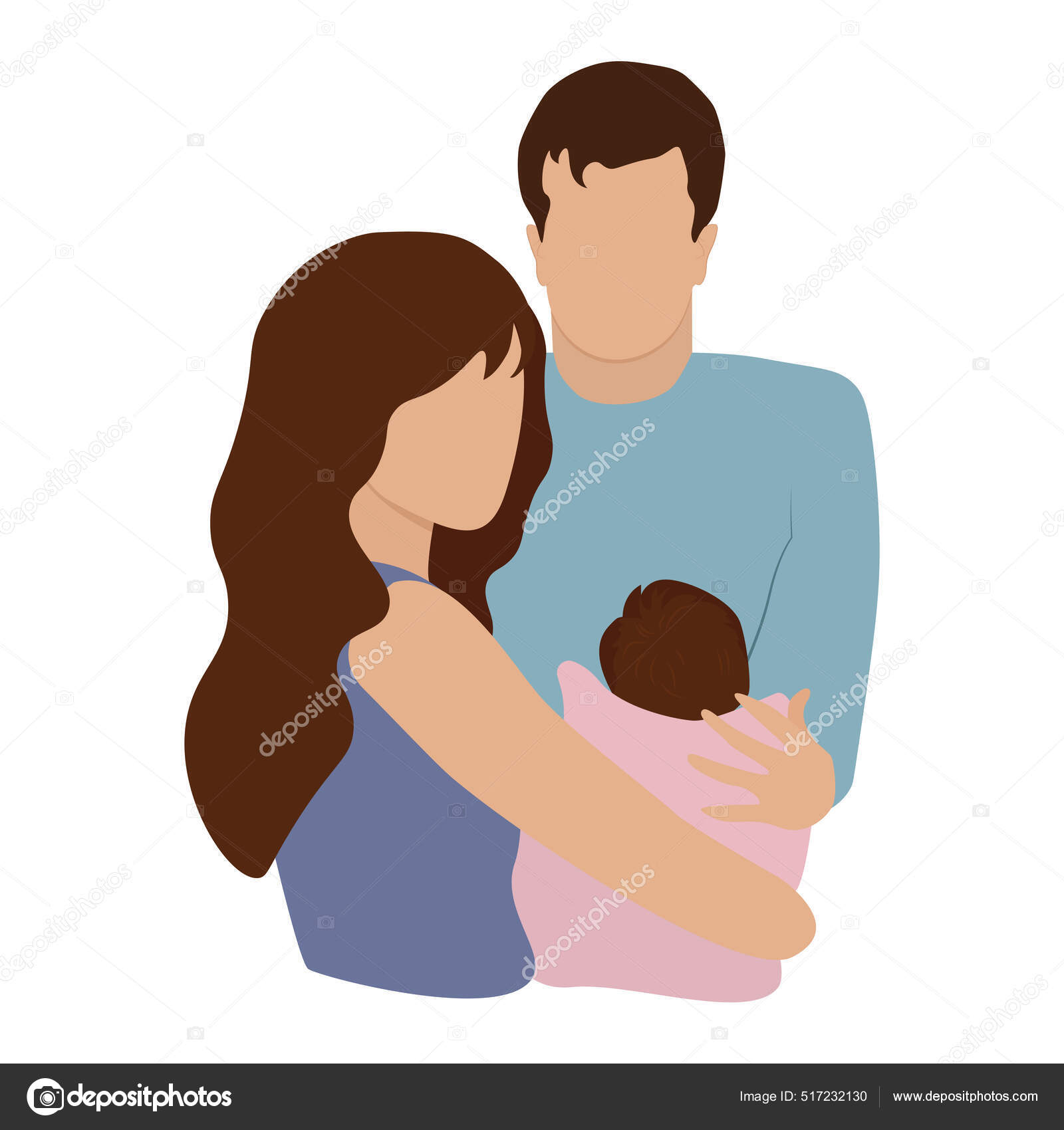 Happy New Parents Holding Baby Young Mom Dad New Born Stock Vector Image by  ©Sabina_hasanova #517232130