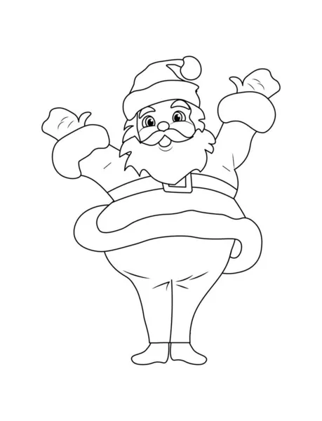 Roztomilý Šťastný Santa Claus Černá Bílá Vánoční Omalovánky Pro Děti — Stock fotografie