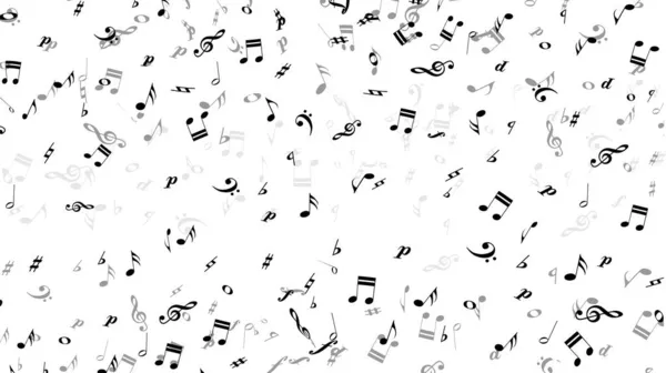 Diseño Notas Musicales Símbolos Voladores Banner Para Sonido Canción Presentación — Vector de stock