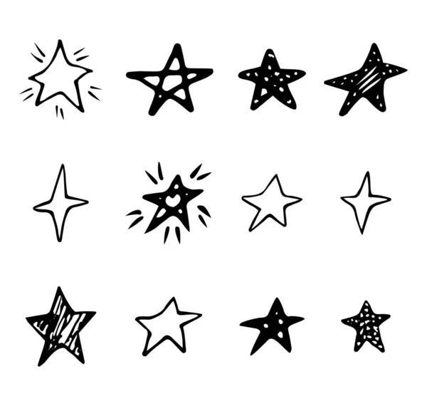 Étoiles Gribouillées Dessinées Main Eléments Illustration Vectoriels Pour Vous Concevoir — Image vectorielle