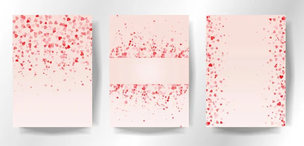 Ensemble Coeurs Rouges Volants Sur Fond Rose Design Couverture Élégant — Image vectorielle