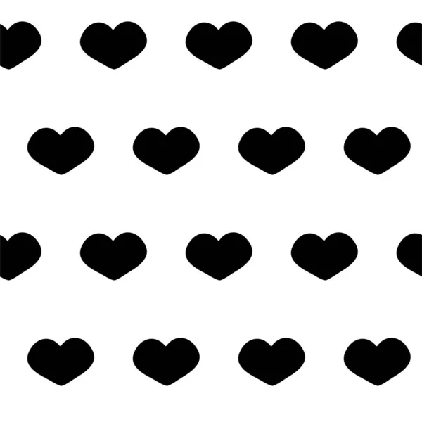 Zwarte Harten Naadloos Patroon Witte Achtergrond Mode Liefde Grafisch Ontwerp — Stockvector