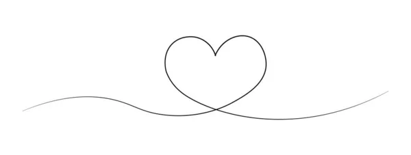 Icono Corazón Continuo Línea Arte Aislado Sobre Fondo Blanco Amor — Vector de stock