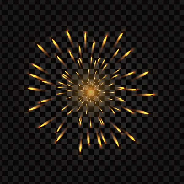 Feu Artifice Salut Doré Fond Transparent Isolé Décoration Feu Artifice — Image vectorielle