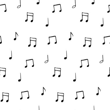 El çizimi müzik notaları izole edilmiş, pürüzsüz desen. Çizim, vektör illüstrasyonu.
