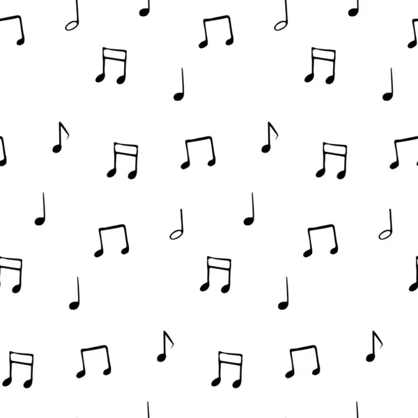 Mão Desenhado Doodle Notas Música Isolado Padrão Sem Costura Desenho — Vetor de Stock